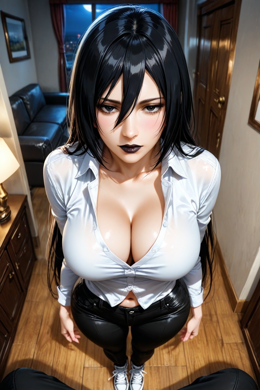 Button-down Shirt, Curvy Body, Realistic Graphics Hentai IA