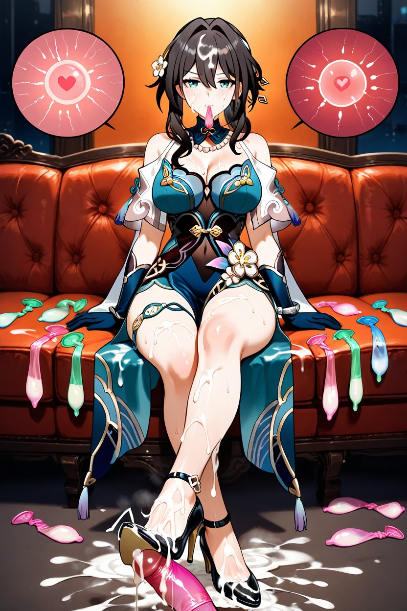 Clothes Covered On Semen, Skinny, Heel Raised Hentai AI Porn