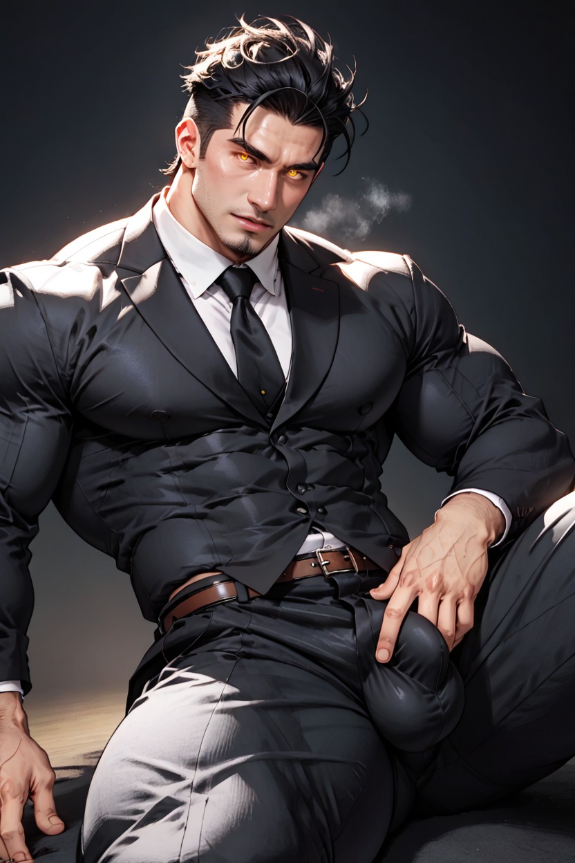 Wide Angle, Dynamic Pose, Huge Pecs AI Gay Porn