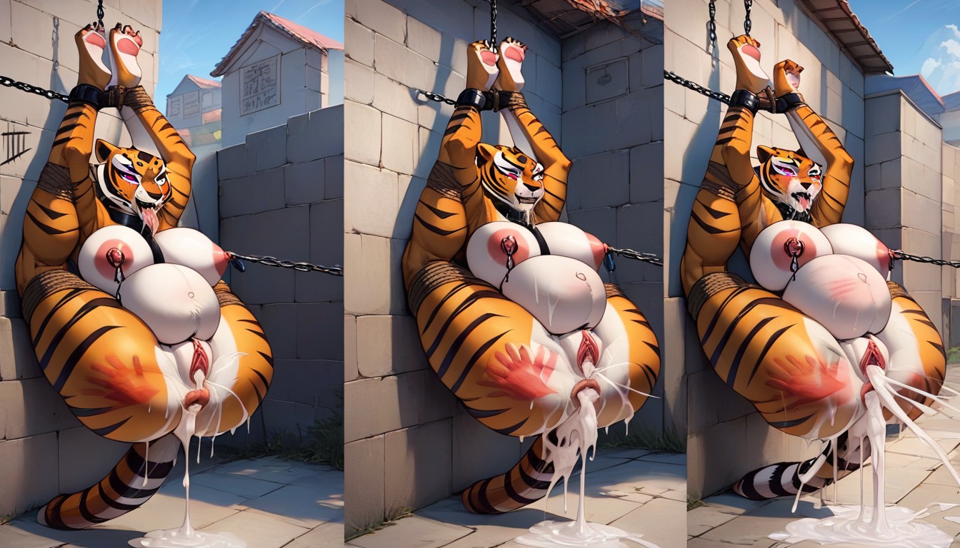 Full Body, Ultra High Resolution, Chains Pulling Nipples Furry AI Porn