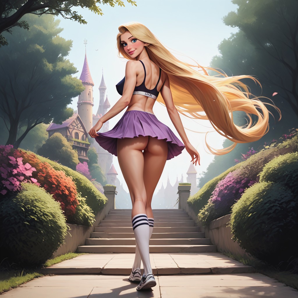 Garden, Trees, Rapunzel's Tower Hentai AI Porn