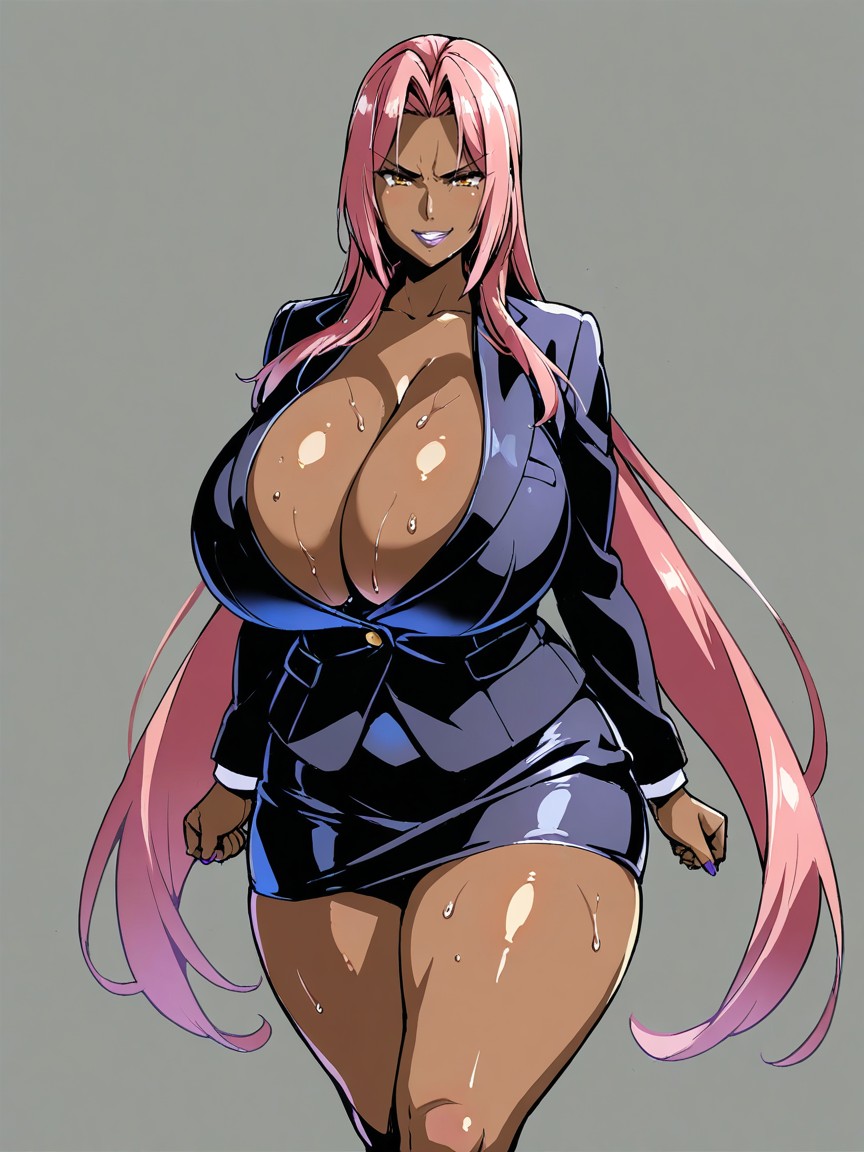 Naked, Simple Grey Background, Extremely Large Ass AI Porn