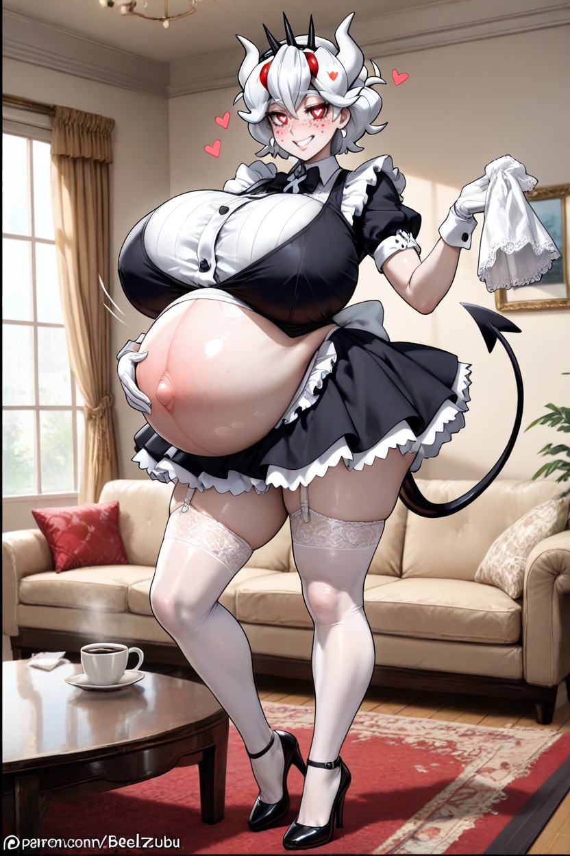 Puffy Bimbo Lips, Demon Tail, Model Standing AI Porn