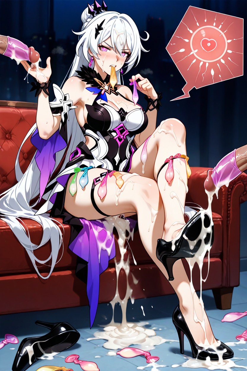A Lot Of Used Condom, Used Condom Belt, Cum On Legs Hentai AI Porn