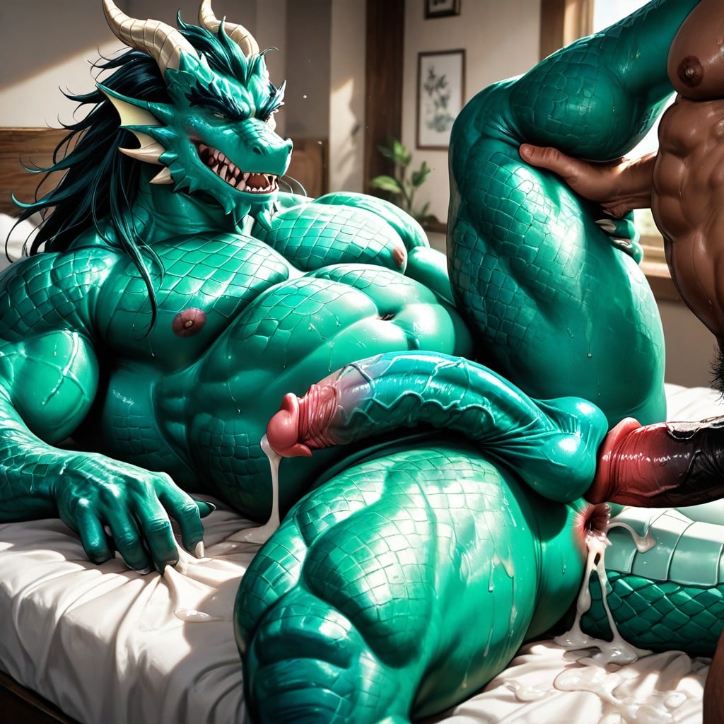 Sweaty Dragon Laying On A Side, Hard Fucking, Horns Porno gay IA