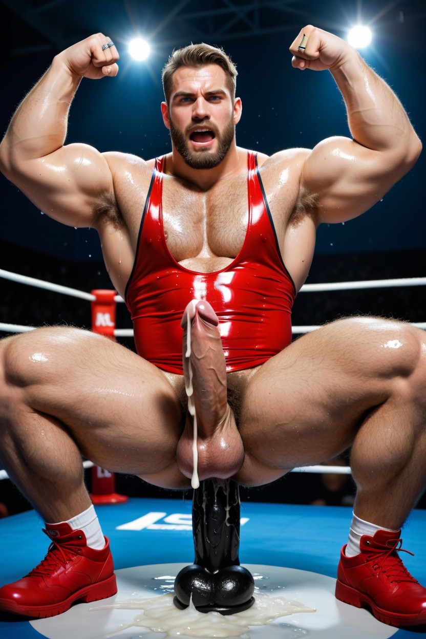 Flexing, Hyper Hairy Arms, Mens Gymnastic Uniform AI Gay Porn