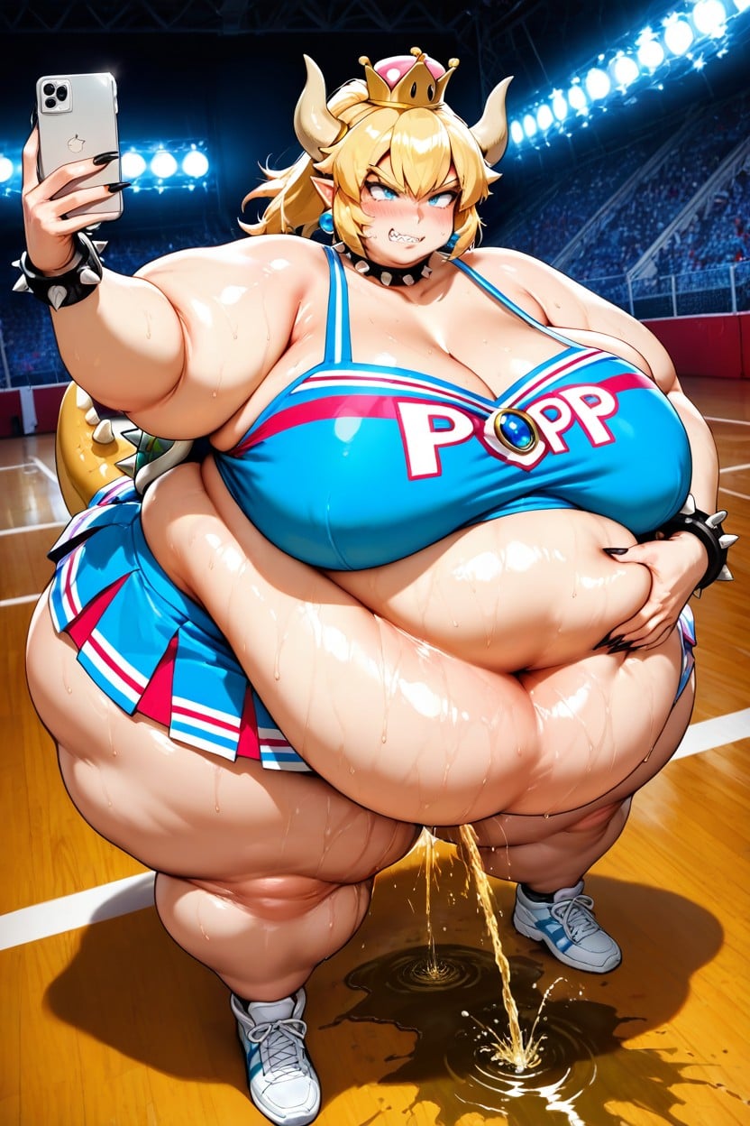 Belly On Ground, Full Body, Bowsette Hentai AI Porn