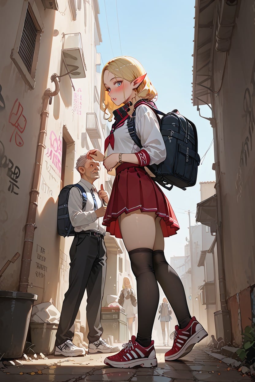 Blushing, Walking, Backpack Hentai AI Porn