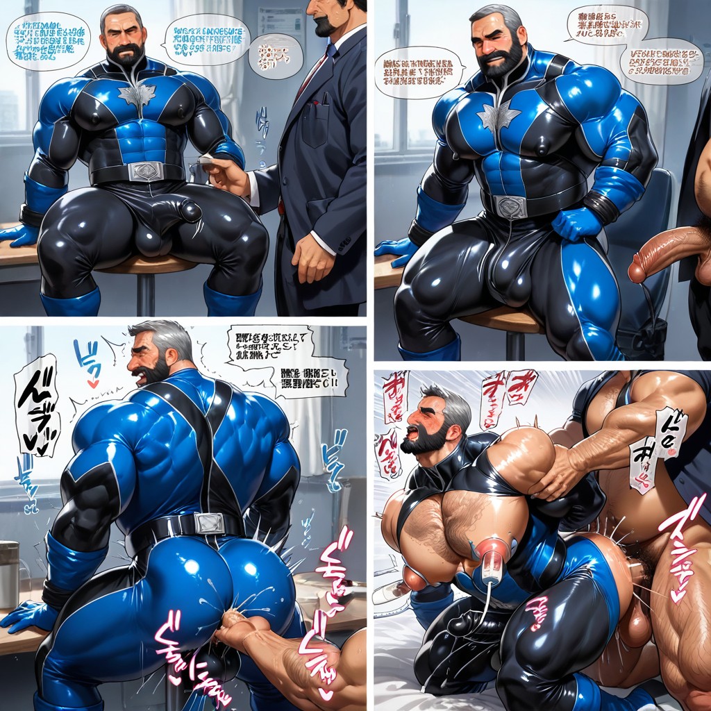 Hairy Sexy Dilf, Hero Suit, Big Penis AI Gay Porn