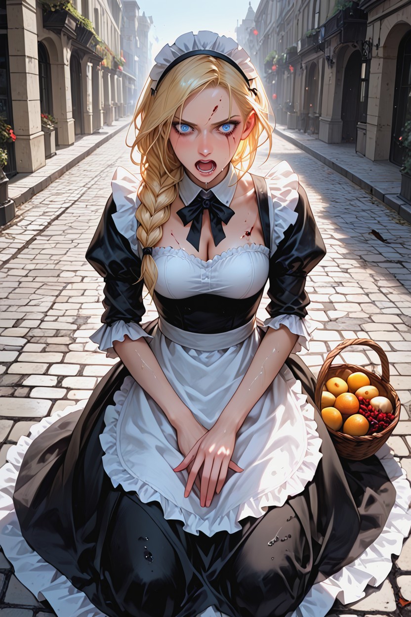Protecting Herself With Arm, Pov Shot, Wide Eyes Hentai IA