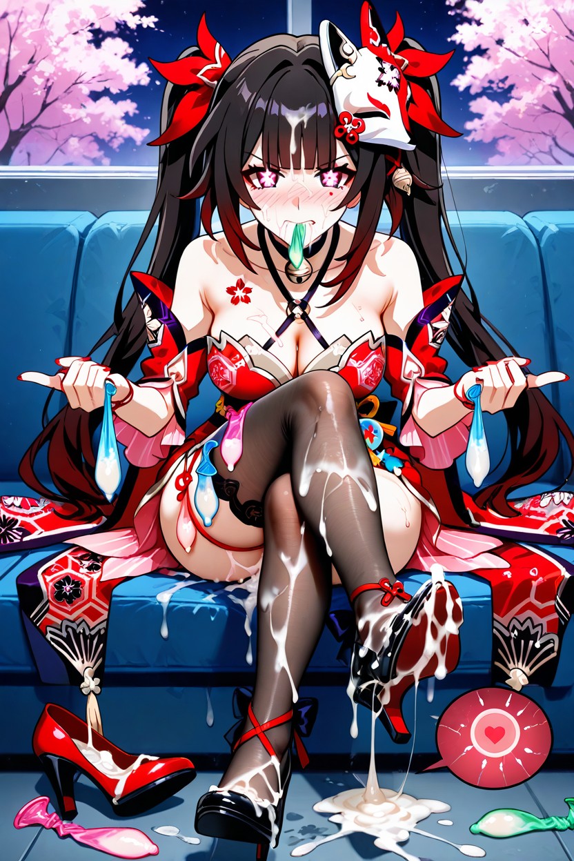 Cum On Legs, Swallowing Semen, Ceinture De Préservatifs Usagés Porno IA Hentai