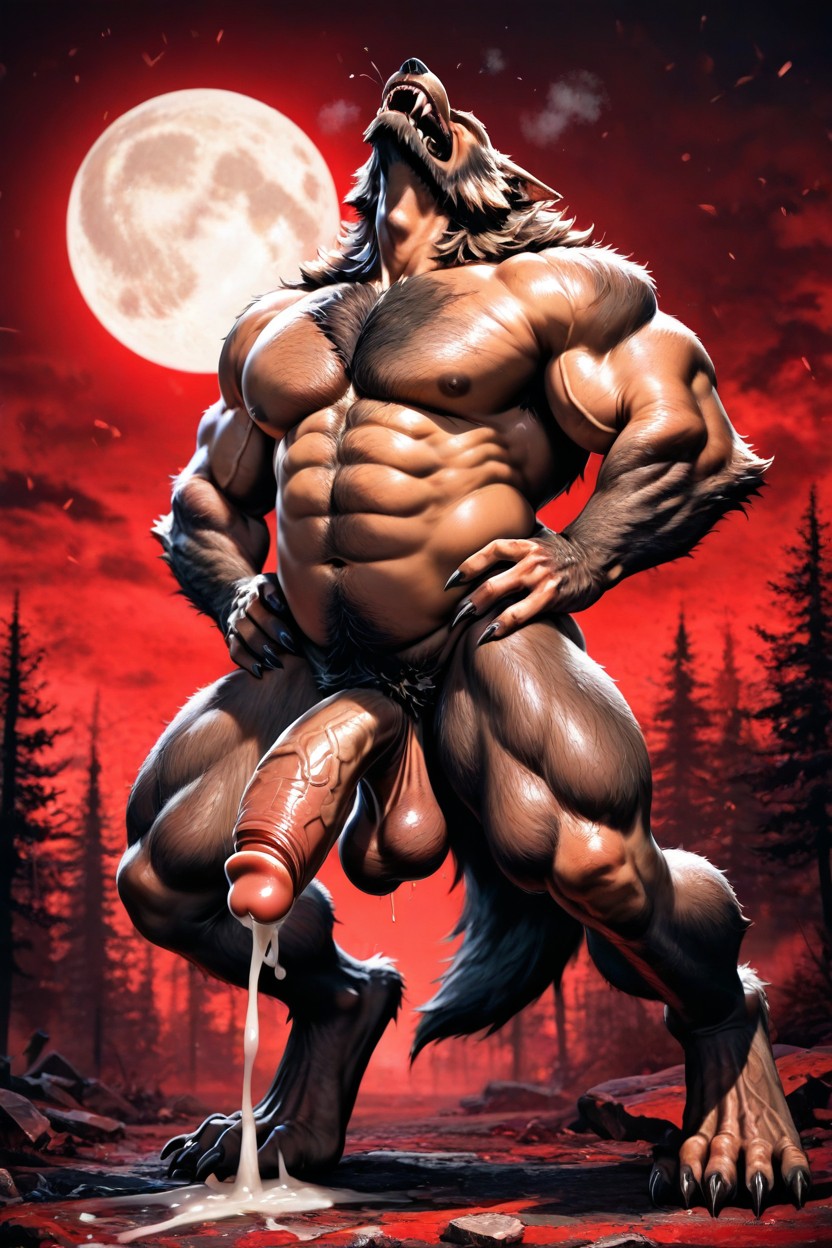 Large Full Moon In The Background, Internal Cum Shot, Night Sky AI Gay Porn