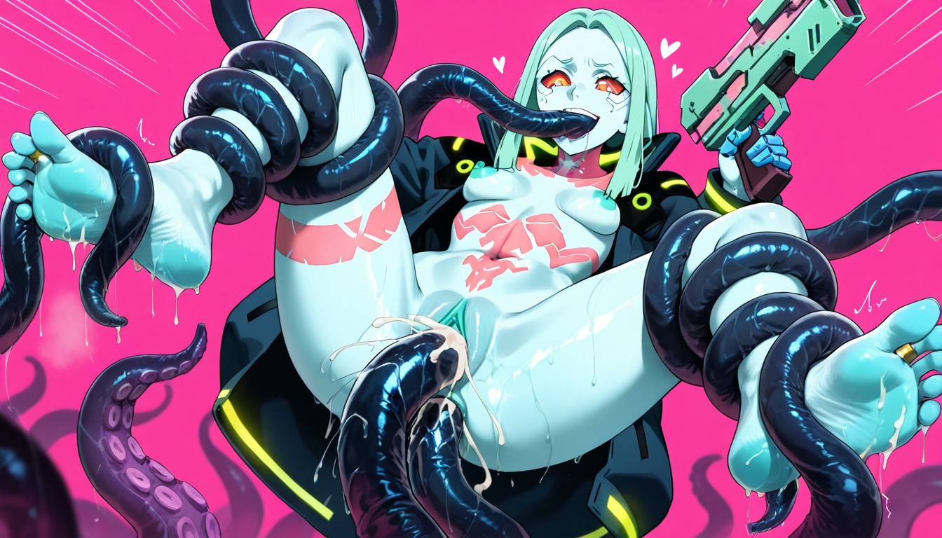Hold Fluo Gun, Toe Rings, Small Breasts Hentai AI Porn