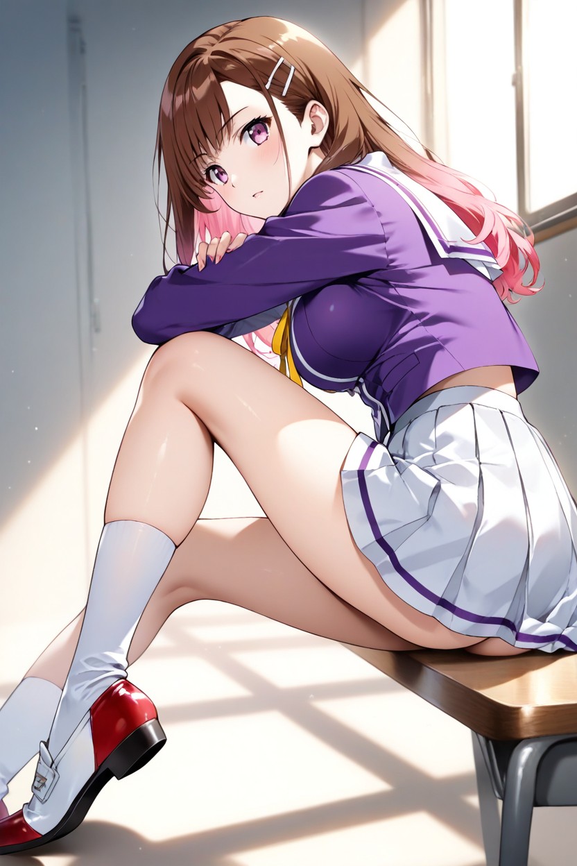 White Pleated Skirt, 25+, Anime Style Hentai AI Porn