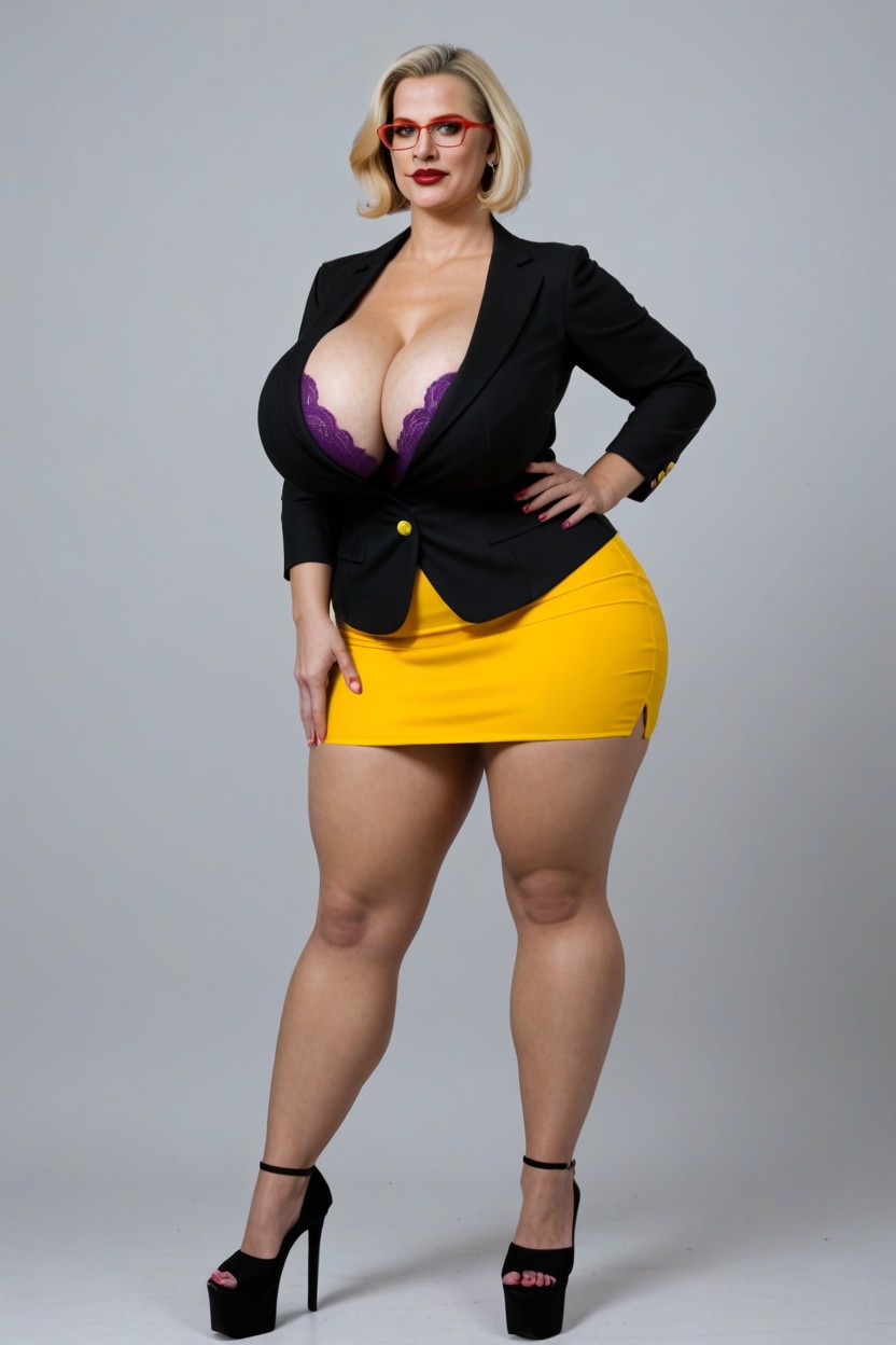 Cathy Canuck, Very Yellow Business Suit, Red Glasses AI Porn