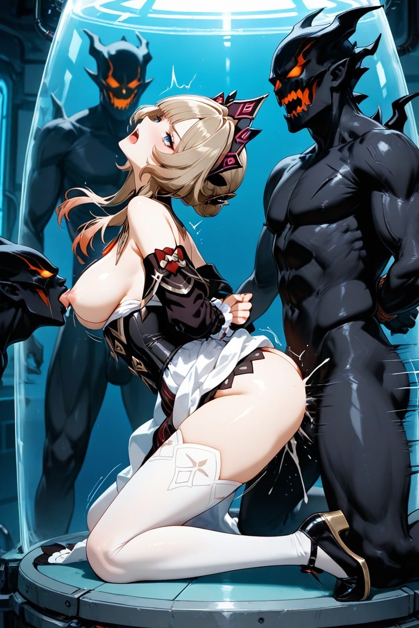 Side View, Head Tilt, Open Mouth Hentai AI Porn