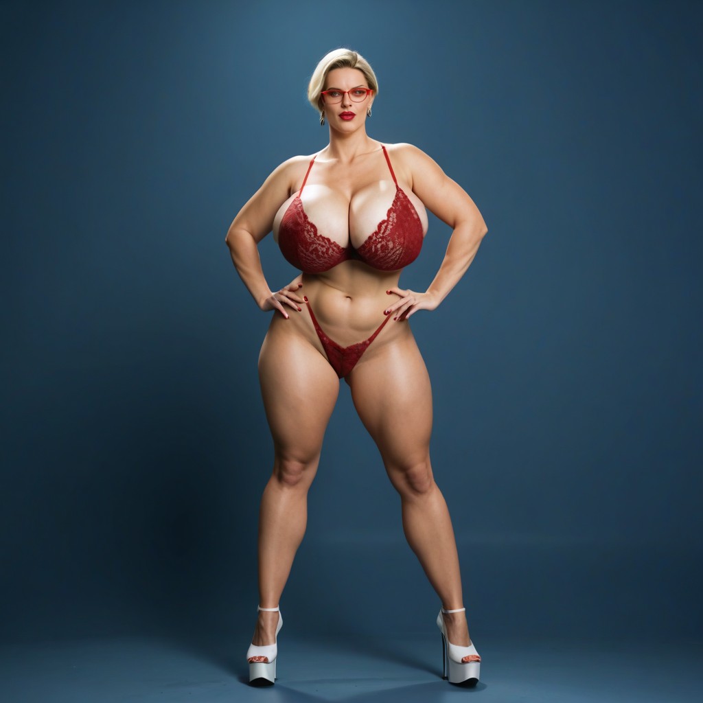 Extremely Huge Boobs, Front View, Bra AI Porn