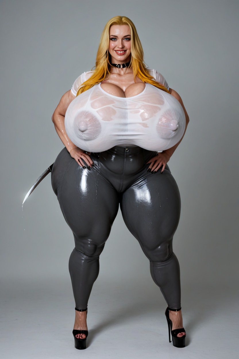 Front View, Wet Clothes, Hyper Massive Nipple Bulge Porno IA
