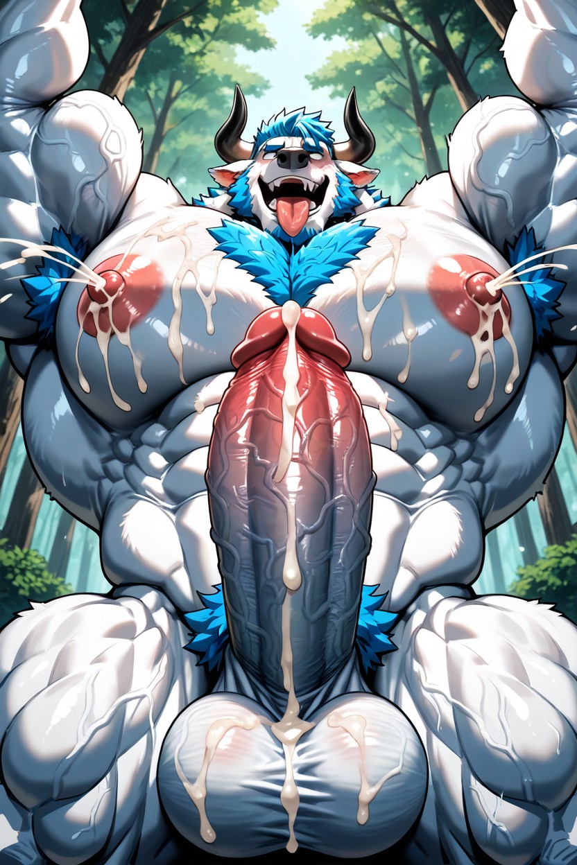 Massive Pecs, Hairy Balls, Forest AI Gay Porn