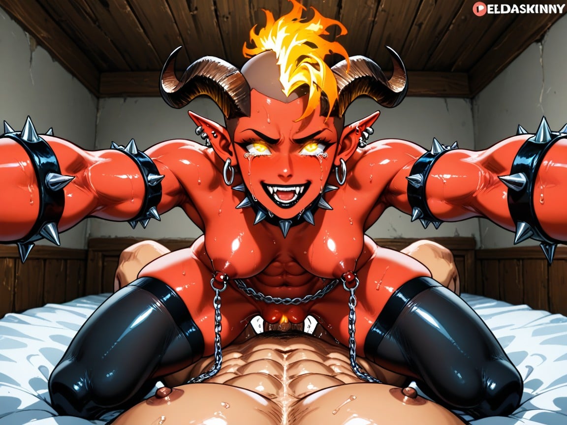 Pussy Juices, Skinny, Demon Horns AI Porn