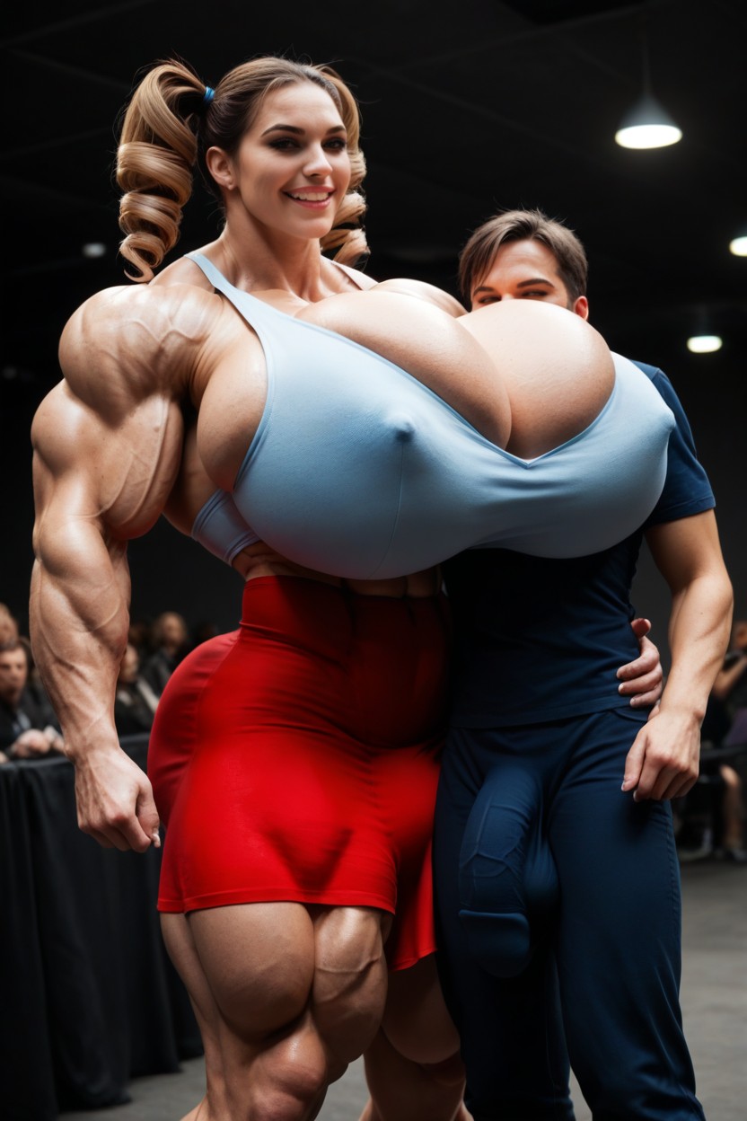 Femdom, Gigantic Serratus Anterior, Huge Erected Nipples Shemale AI Porn