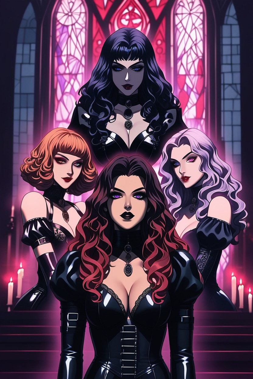 Sensual Poses, Slightly Embracing, And Moonlight Beams Style Dark Fantasy Hentai AI Porn
