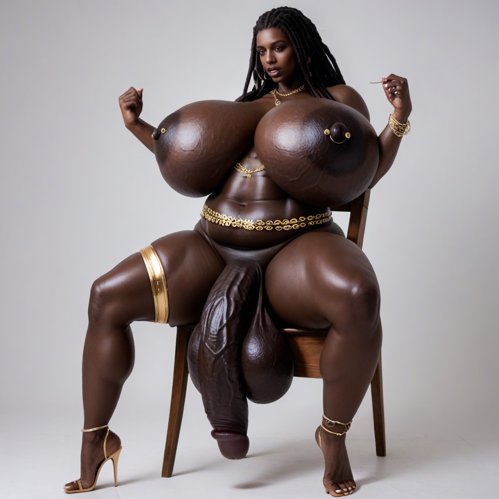 Hyper Thick Veiny Colossal Penis, Dreadlocs, Extremely Long Cock Shemale AI Porn