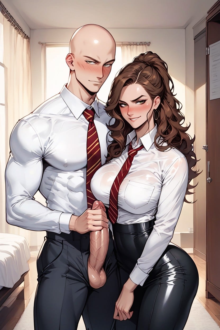 Breast Groping, Rounded Breasts, Tight Leather Leggings Hentai AI Porn