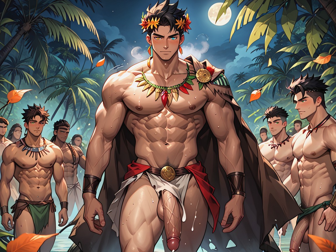 Tribe, Night, Trimmed Pubic Hair AI Gay Porn