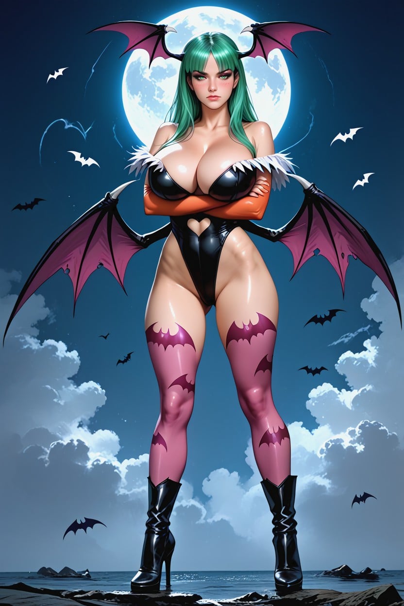 Head Bat Wing, Seductive Pose, Sexy Legs Hentai AI Porn