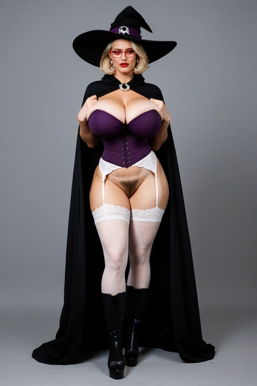 Very Short Hair, Ultra Slutty Witch Outfit, Breast Expansion AI Porn