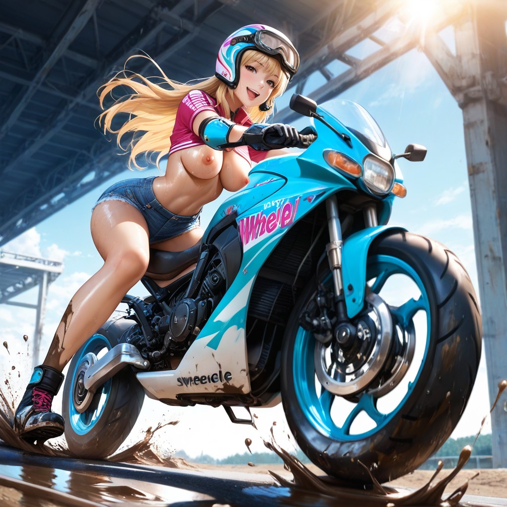 18+, Sweaty Skin, Riding Touring Motorbike Hentai AI Porn