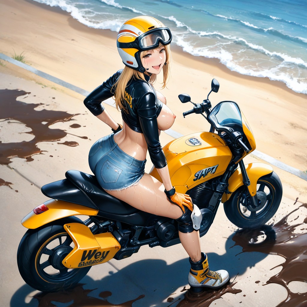 Potholes Filled With Water, Bare Breasts Exposed, Looking At Viewer Hentai AI Porn
