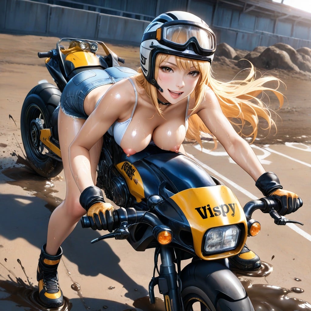 Potholes Filled With Water, Mud Splash, Both Feet On Bike Foot Steps Porno IA Hentai