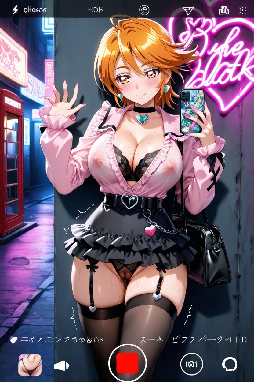 Sweaty, Japanese Text Everywhere, Phone Booth Hentai AI Porn