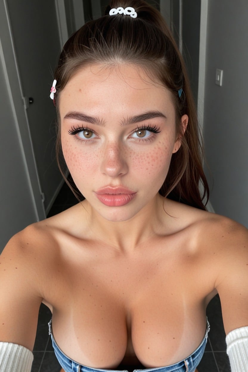 Perfect Face, Wasp Waist, Freckles AI Porn