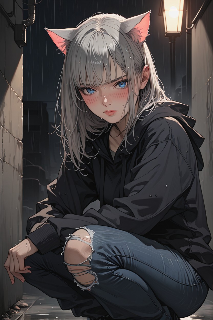 Embarrassed , High Resolution, Concrete Walls Hentai AI Porn