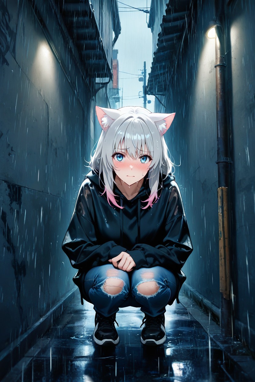 Wet Look, Hyperdetailed, Vulnerable Pose Hentai AI Porn