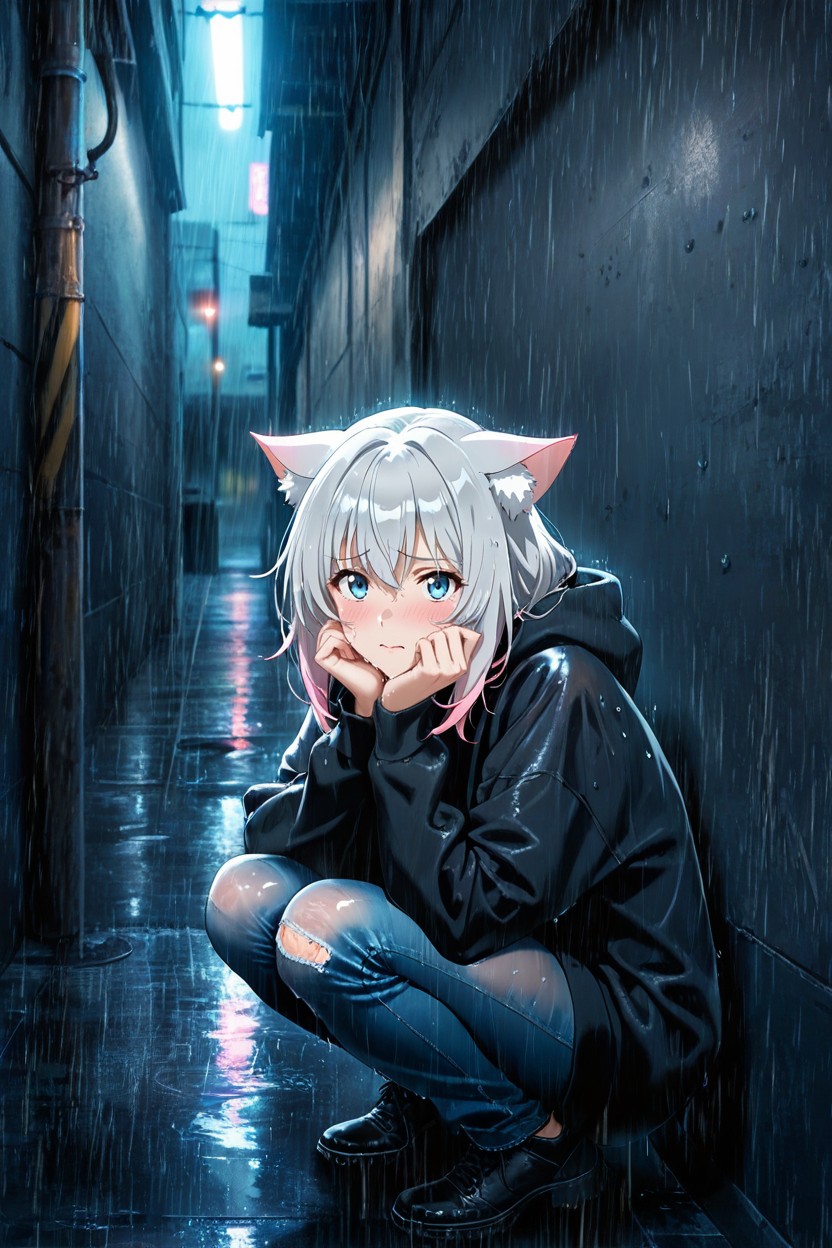Lightly Wet From Rain, Hair, 18+ Porno IA Hentai