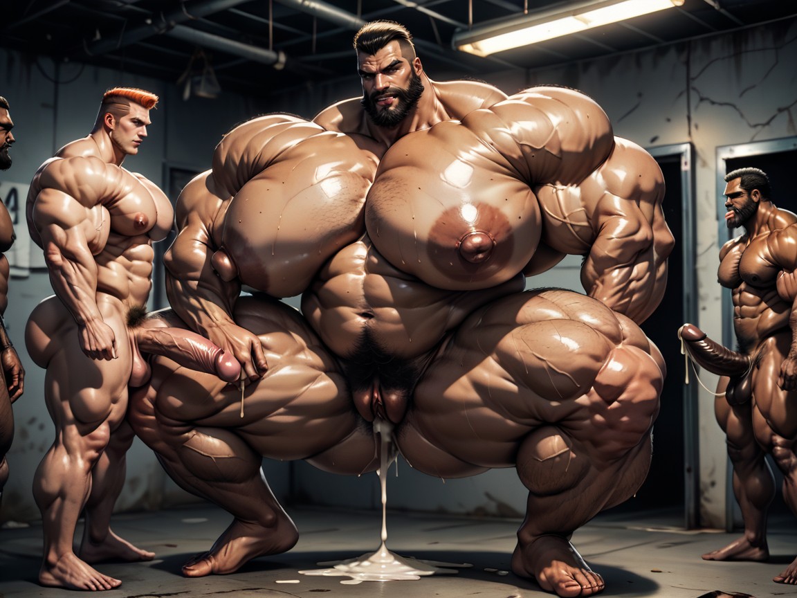 Gang Bang, Extremely Large Ass, Bearded AI Porn