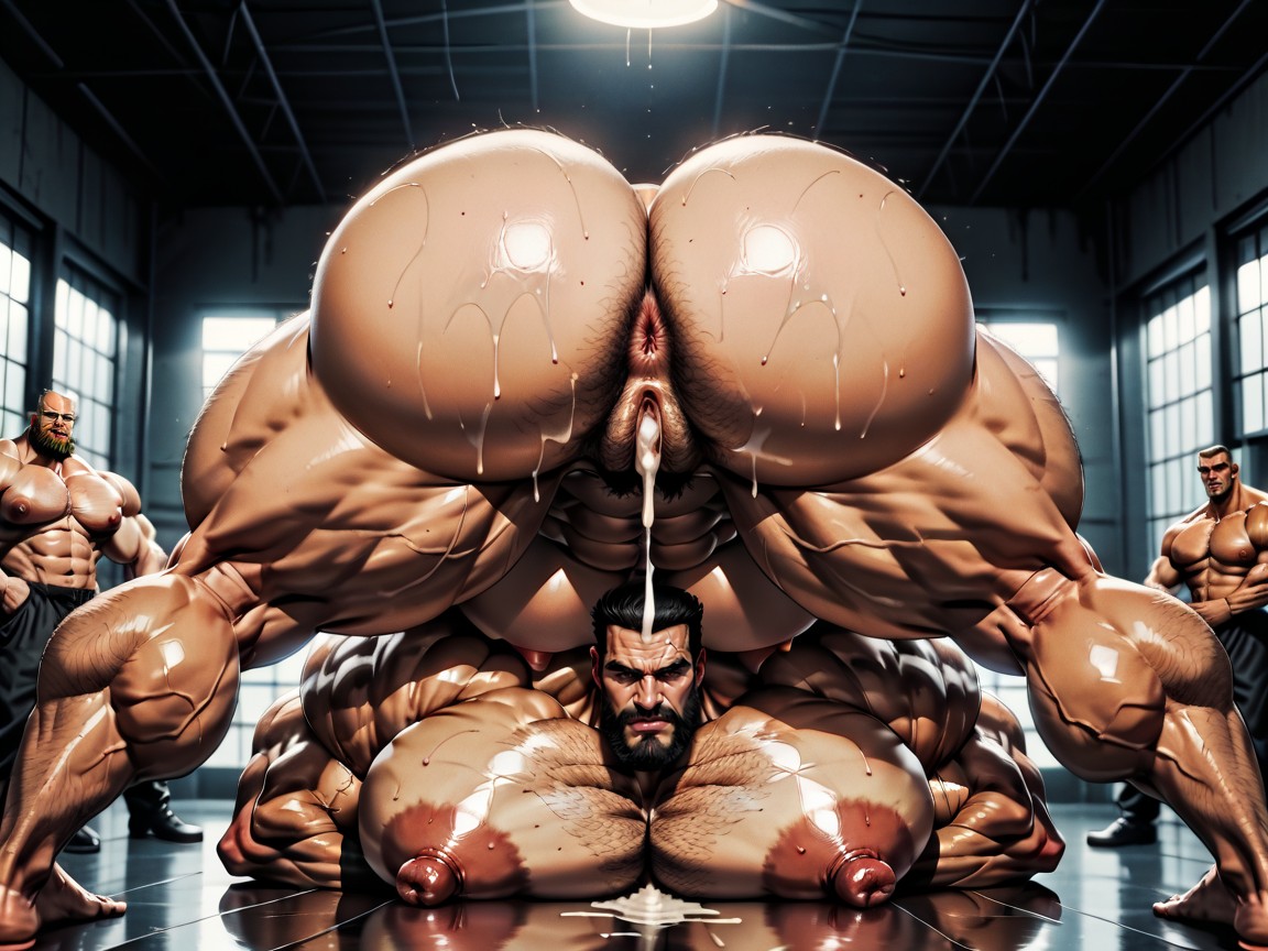 Big Pecs, Three Gay Menhaving Sex, Massive Muscles AI Porn