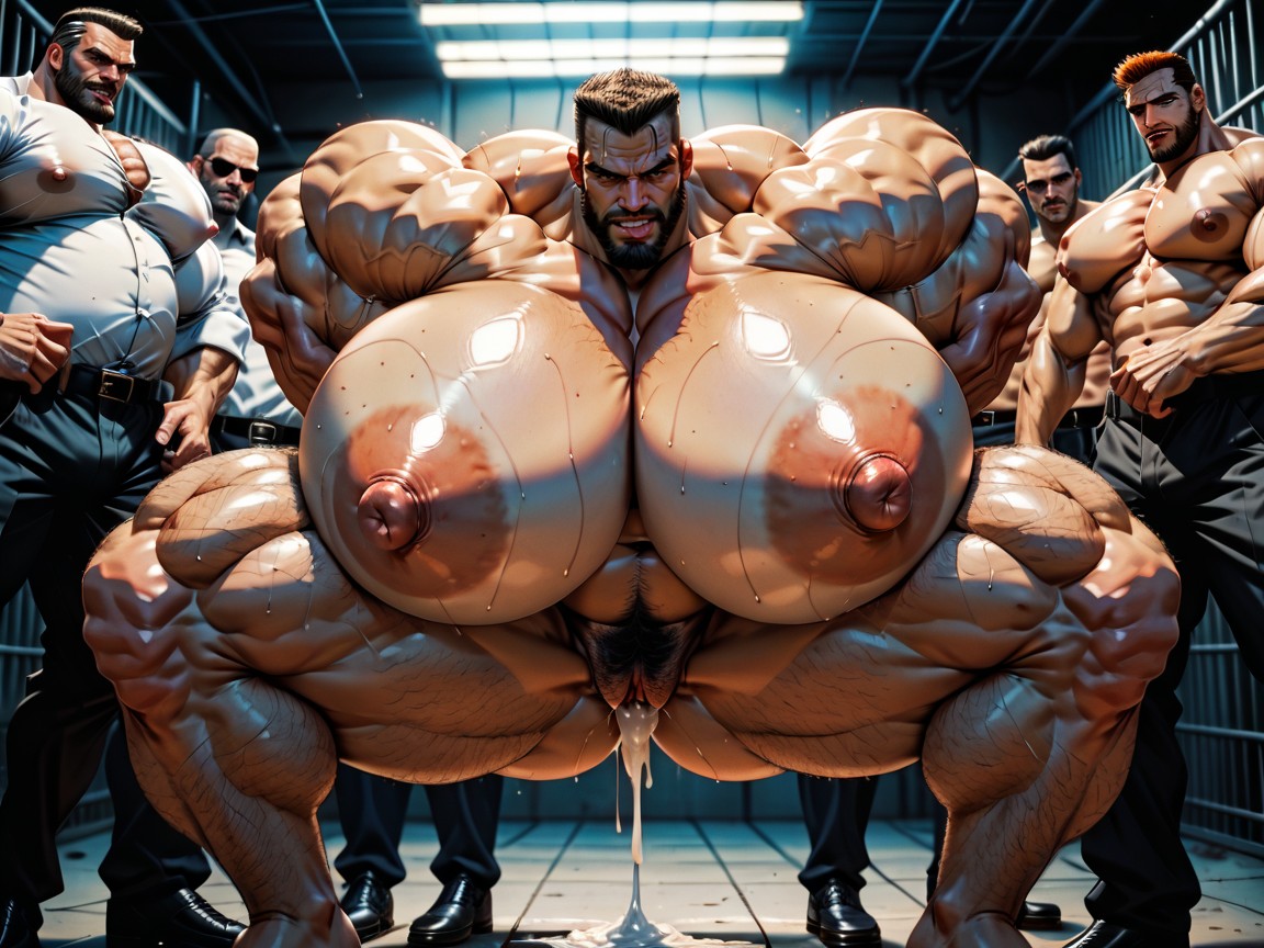 Huge Hyper Nipples, Prison, Sweaty AI Porn