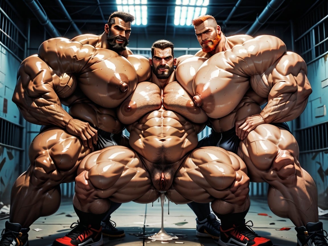 Huge Hyper Nipples, Big Pecs, Spreading Ass AI Porn