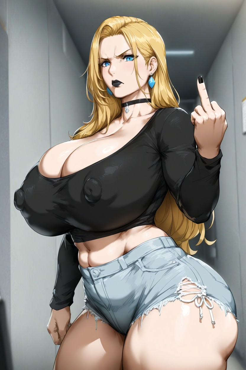 Blue Eyes, Long Sleeves, Skinny AI Porn