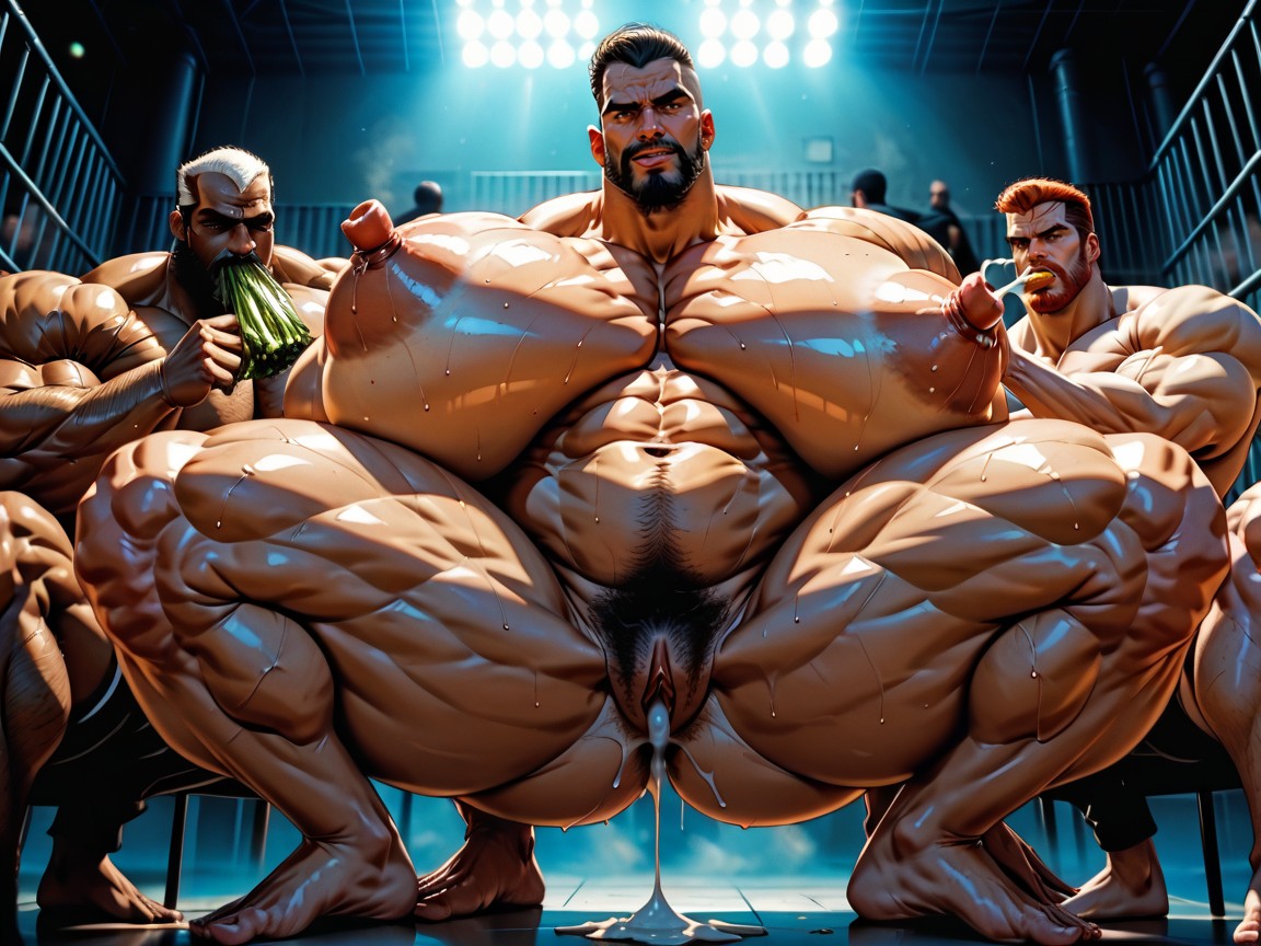 Three Gay Menhaving Sex, Massive Muscles, Sweaty AI Porn