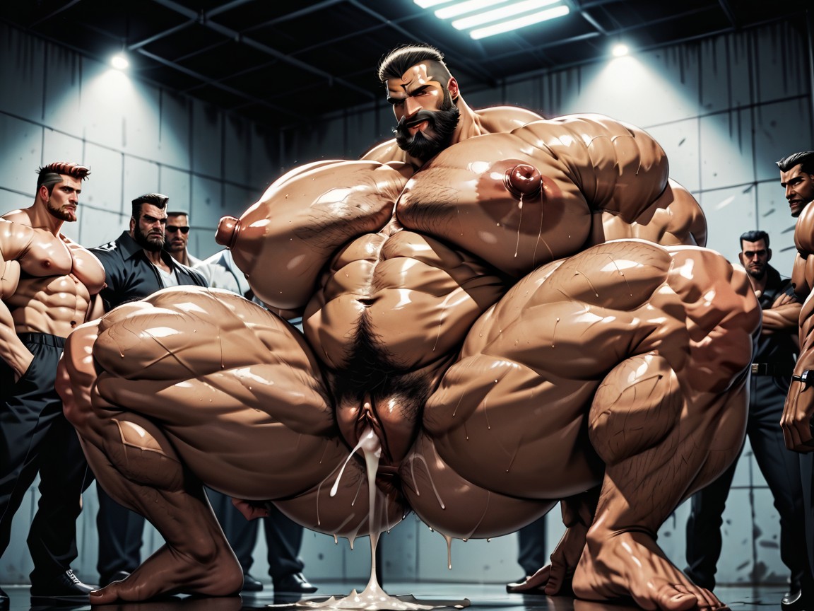 Prison, Hyper Bulky, Many People Around AI Porn