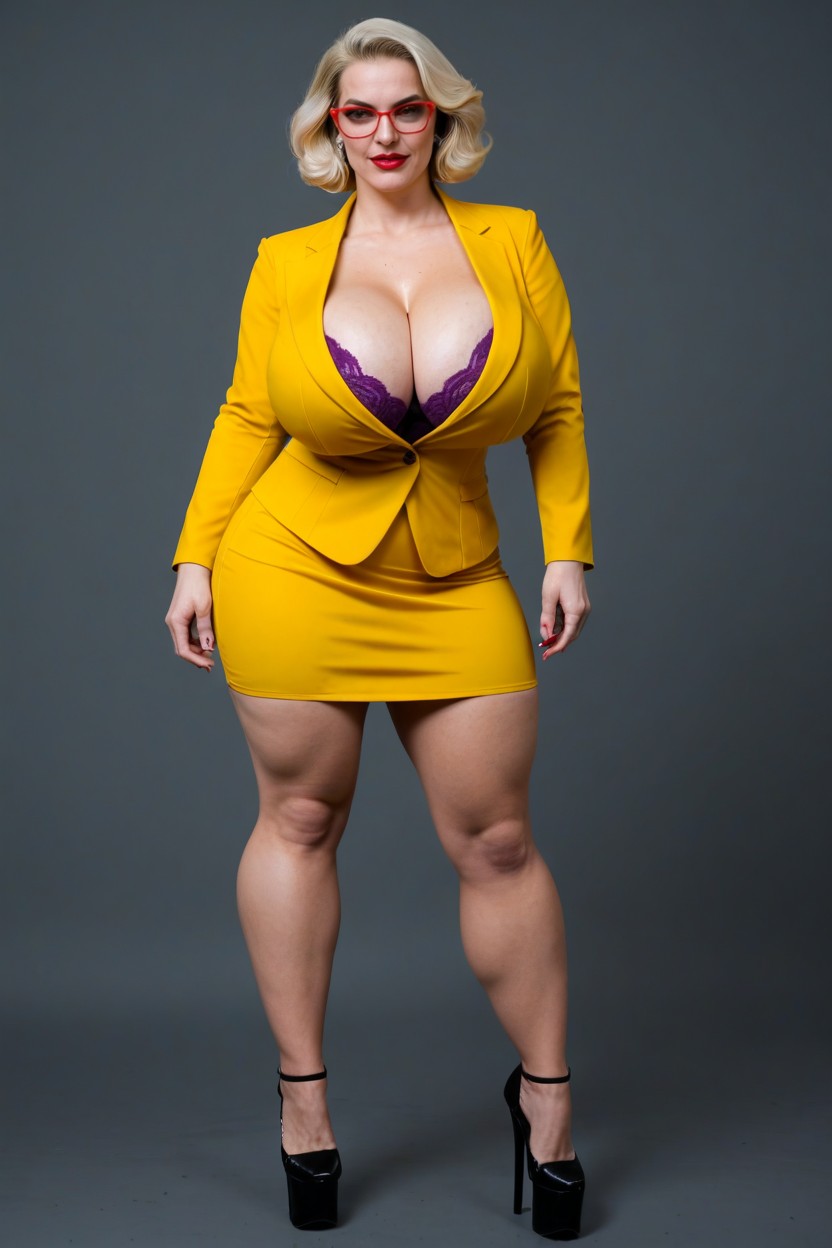 Breast Expansion, Purple Lace Panties, Red Glasses AI Porn