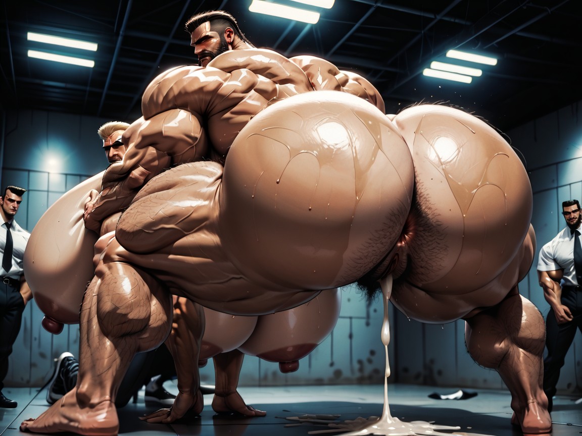 Big Pecs, Naked, Many People Around AI Porn