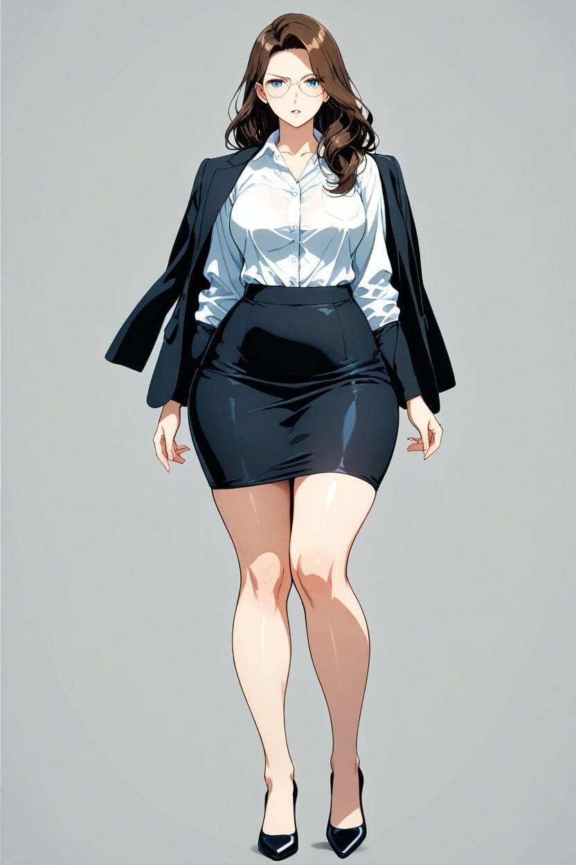 Fair Complexion, Anime Style, And Elegant Black Closed-toe Heels Hentai AI Porn