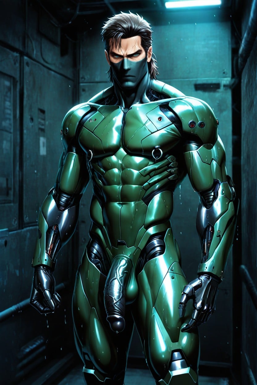 Fully Human Face With Intense Gaze, Nipple Rings, Wet Glistening Walls AI Gay Porn